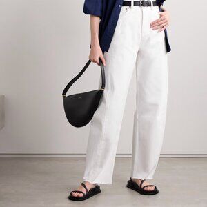 AGOLDE Luna frayed high-rise barrel-leg jeans, 27, white